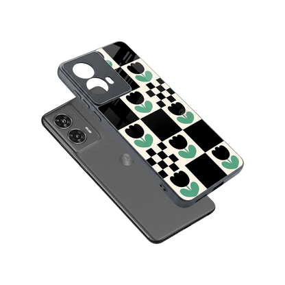 Minimalistic Flower Pattern sleek motorola edge 50 fusion cover with tempered glass back and TPU edges