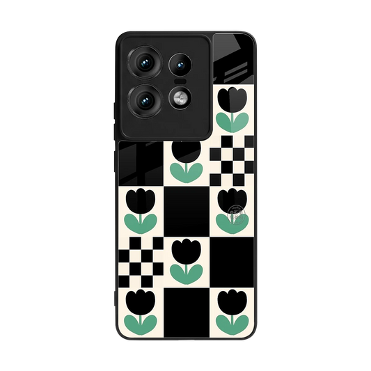 Minimalistic Flower Pattern back phone cover | glass case for motorola edge 50 pro