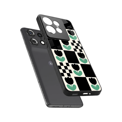 Minimalistic Flower Pattern sleek motorola edge 50 pro cover with tempered glass back and TPU edges