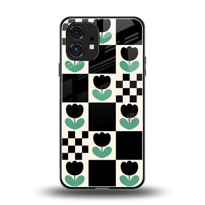 Minimalistic Flower Pattern back phone cover | glass case for nothing phone 1