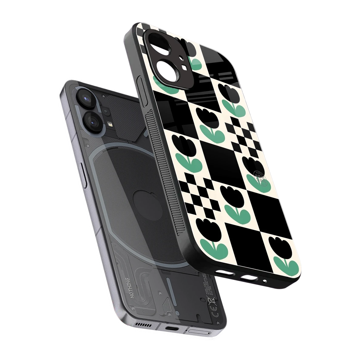 Minimalistic Flower Pattern sleek nothing phone 1 cover with tempered glass back and TPU edges