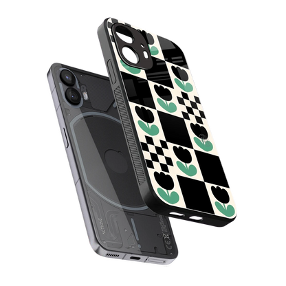 Minimalistic Flower Pattern sleek nothing phone 2 cover with tempered glass back and TPU edges