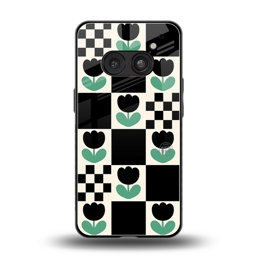 Minimalistic Flower Pattern back phone cover | glass case for nothing phone 2a plus