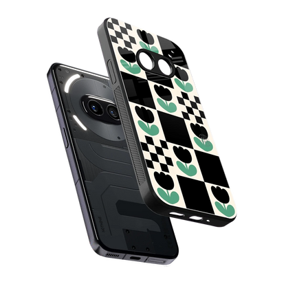 Minimalistic Flower Pattern sleek nothing phone 2a plus cover with tempered glass back and TPU edges