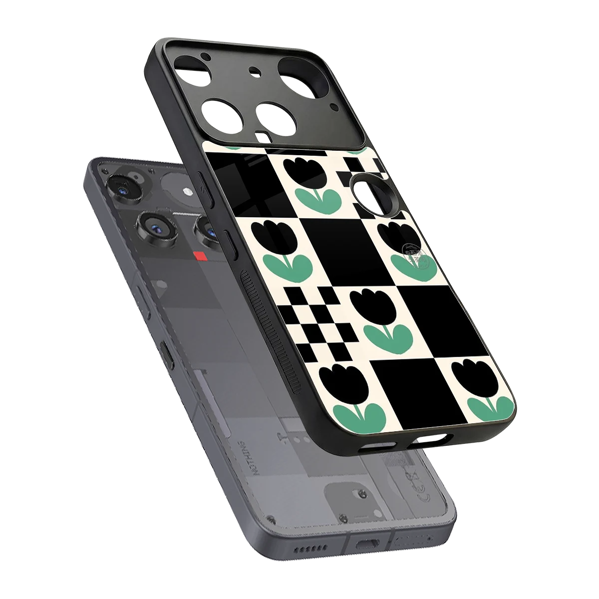 Minimalistic Flower Pattern sleek nothing phone 3 cover with tempered glass back and TPU edges
