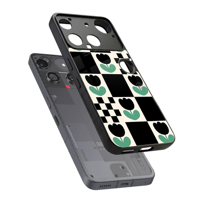 Minimalistic Flower Pattern sleek nothing phone 3 cover with tempered glass back and TPU edges