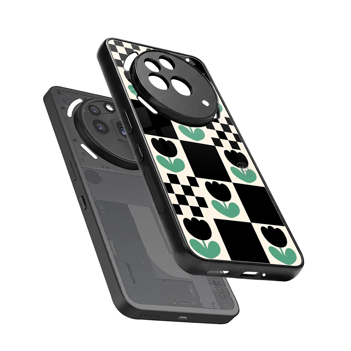 Minimalistic Flower Pattern sleek nothing phone 3a pro cover with tempered glass back and TPU edges