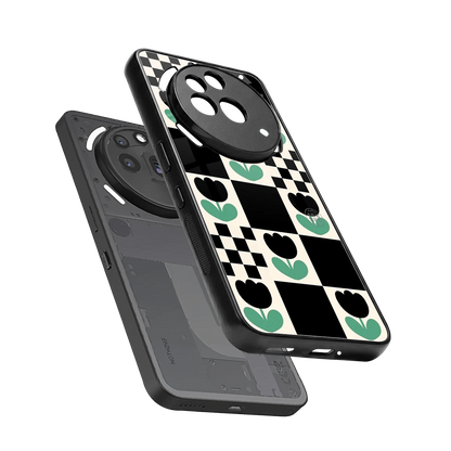 Minimalistic Flower Pattern sleek nothing phone 3a pro cover with tempered glass back and TPU edges