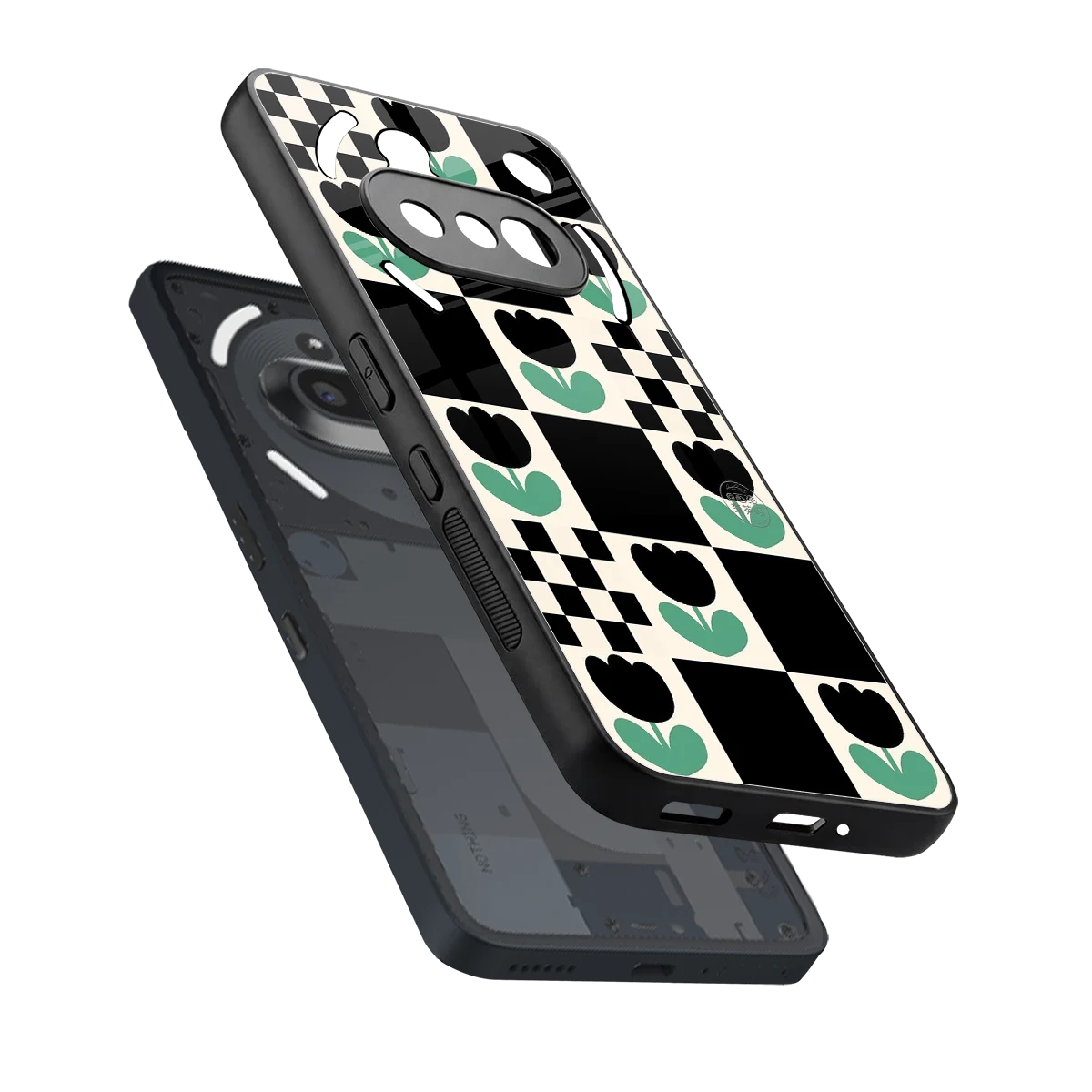 Minimalistic Flower Pattern sleek nothing phone 3a cover with tempered glass back and TPU edges