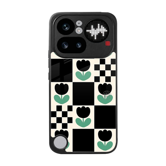 Minimalistic Flower Pattern back phone cover | glass case for nothing phone 4a pro