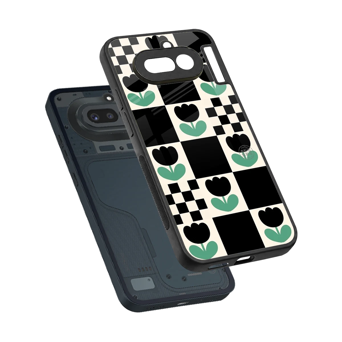 Minimalistic Flower Pattern sleek nothing phone 4a cover with tempered glass back and TPU edges