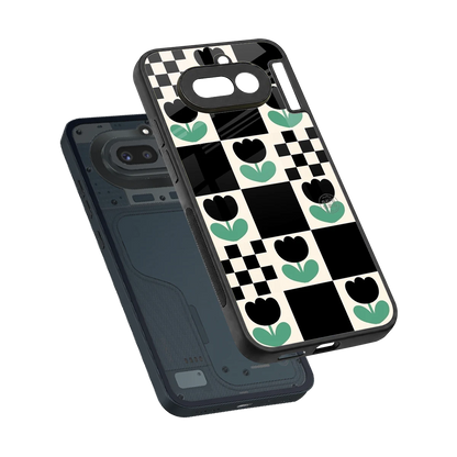 Minimalistic Flower Pattern sleek nothing phone 4a cover with tempered glass back and TPU edges