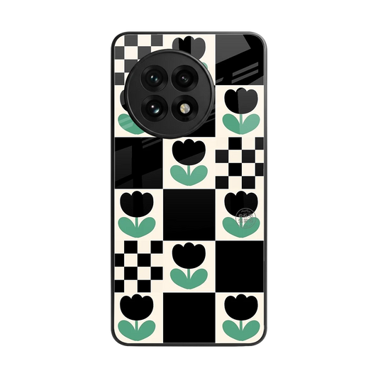 Minimalistic Flower Pattern back phone cover | glass case for oneplus 13r
