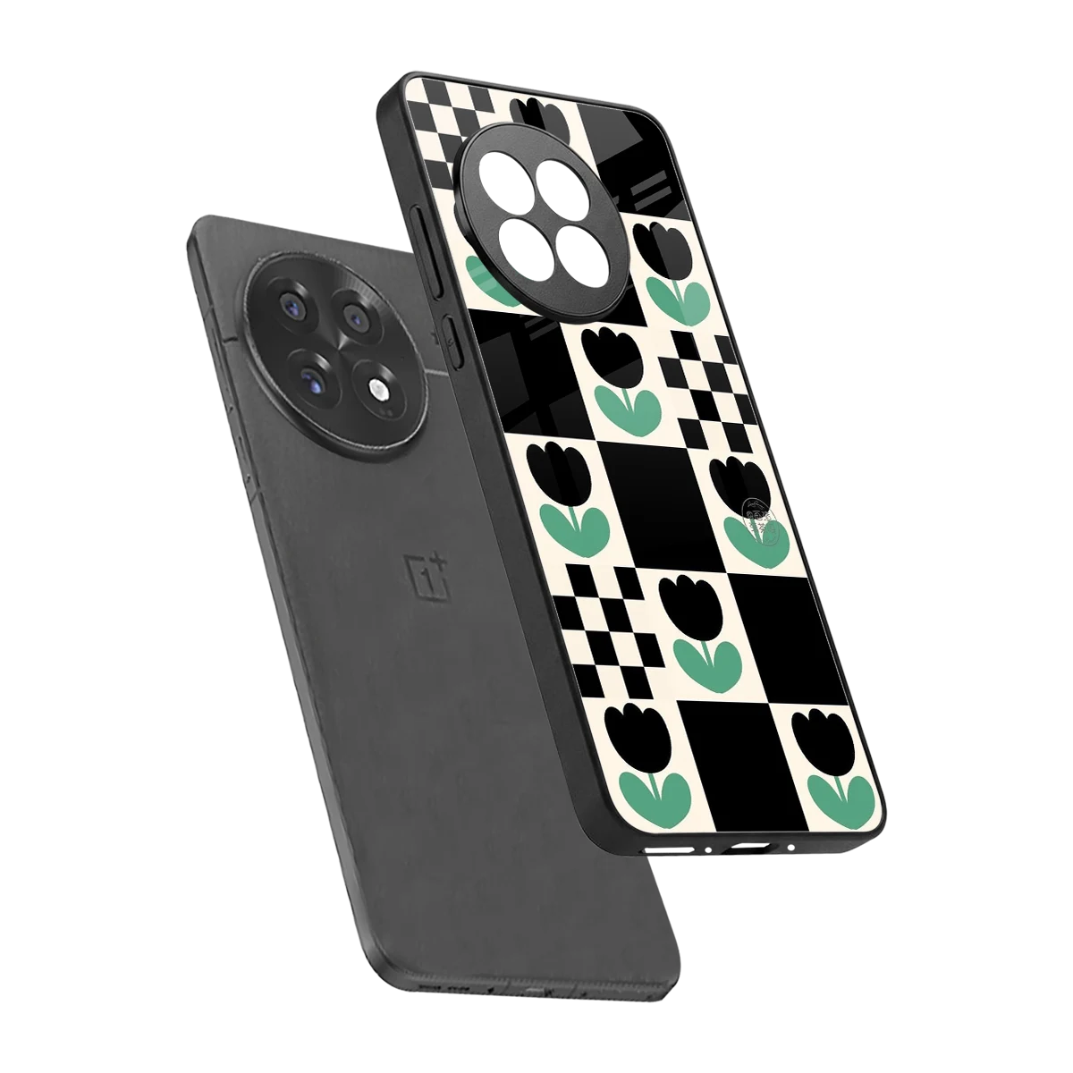 Minimalistic Flower Pattern sleek oneplus 13r cover with tempered glass back and TPU edges