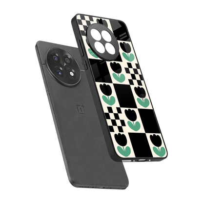 Minimalistic Flower Pattern sleek oneplus 13r cover with tempered glass back and TPU edges