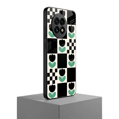 Minimalistic Flower Pattern oneplus 13r mobile cover | shockproof glass phone case