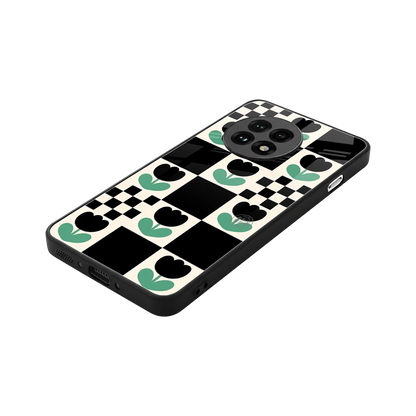 Minimalistic Flower Pattern stylish phone case for oneplus 13r | glossy glass and slim fit