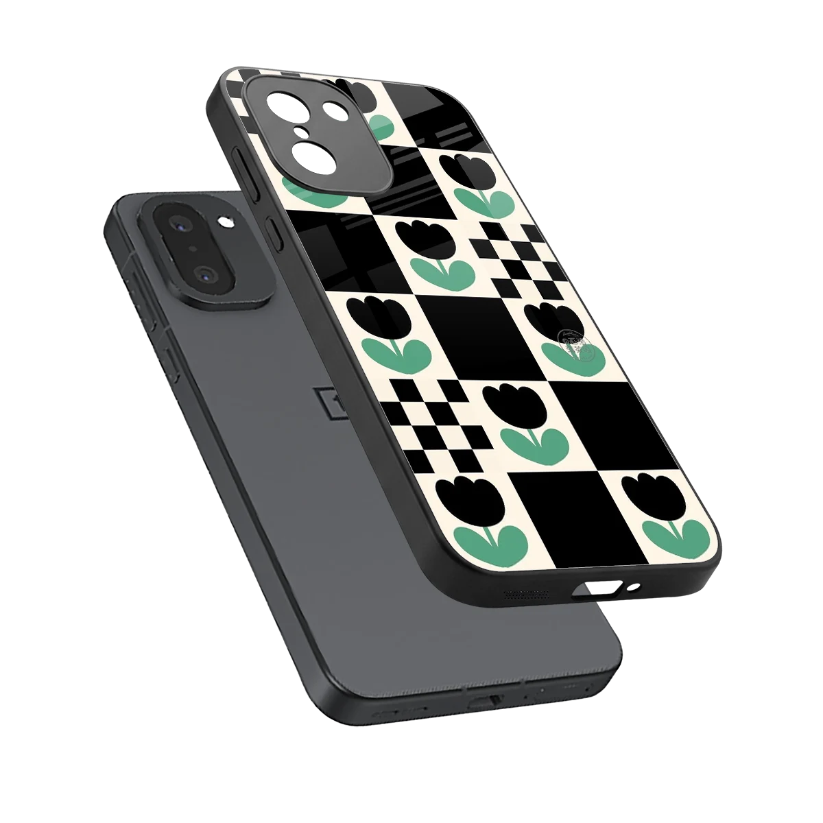 Minimalistic Flower Pattern sleek oneplus 15r cover with tempered glass back and TPU edges