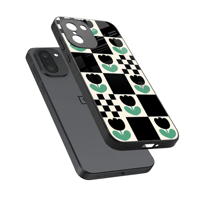 Minimalistic Flower Pattern sleek oneplus 15r cover with tempered glass back and TPU edges