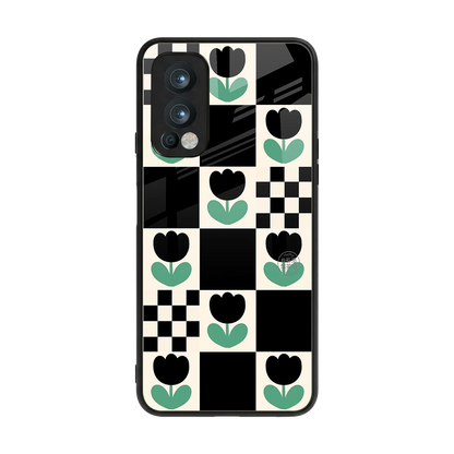 Minimalistic Flower Pattern back phone cover | glass case for oneplus nord 2