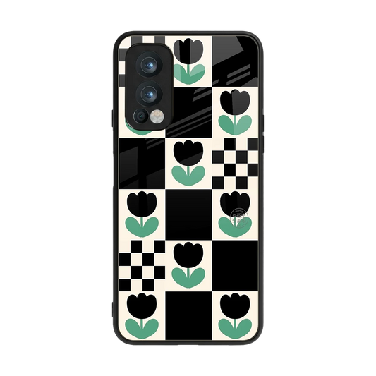 Minimalistic Flower Pattern back phone cover | glass case for oneplus nord 2