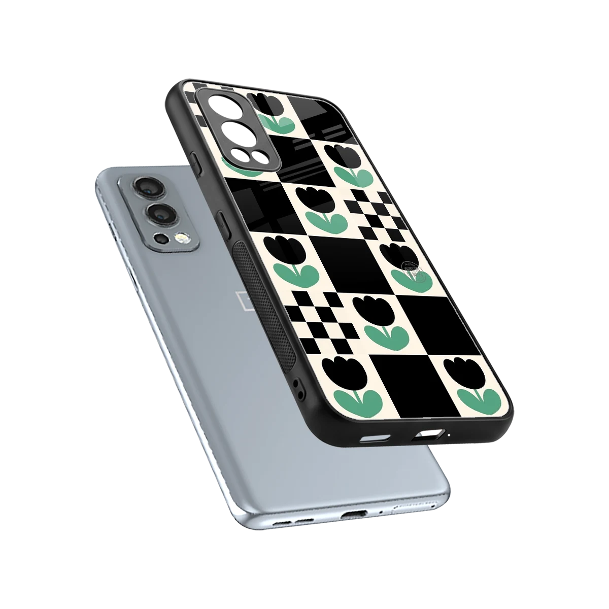 Minimalistic Flower Pattern sleek oneplus nord 2 cover with tempered glass back and TPU edges