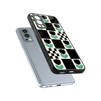 Minimalistic Flower Pattern sleek oneplus nord 2 cover with tempered glass back and TPU edges