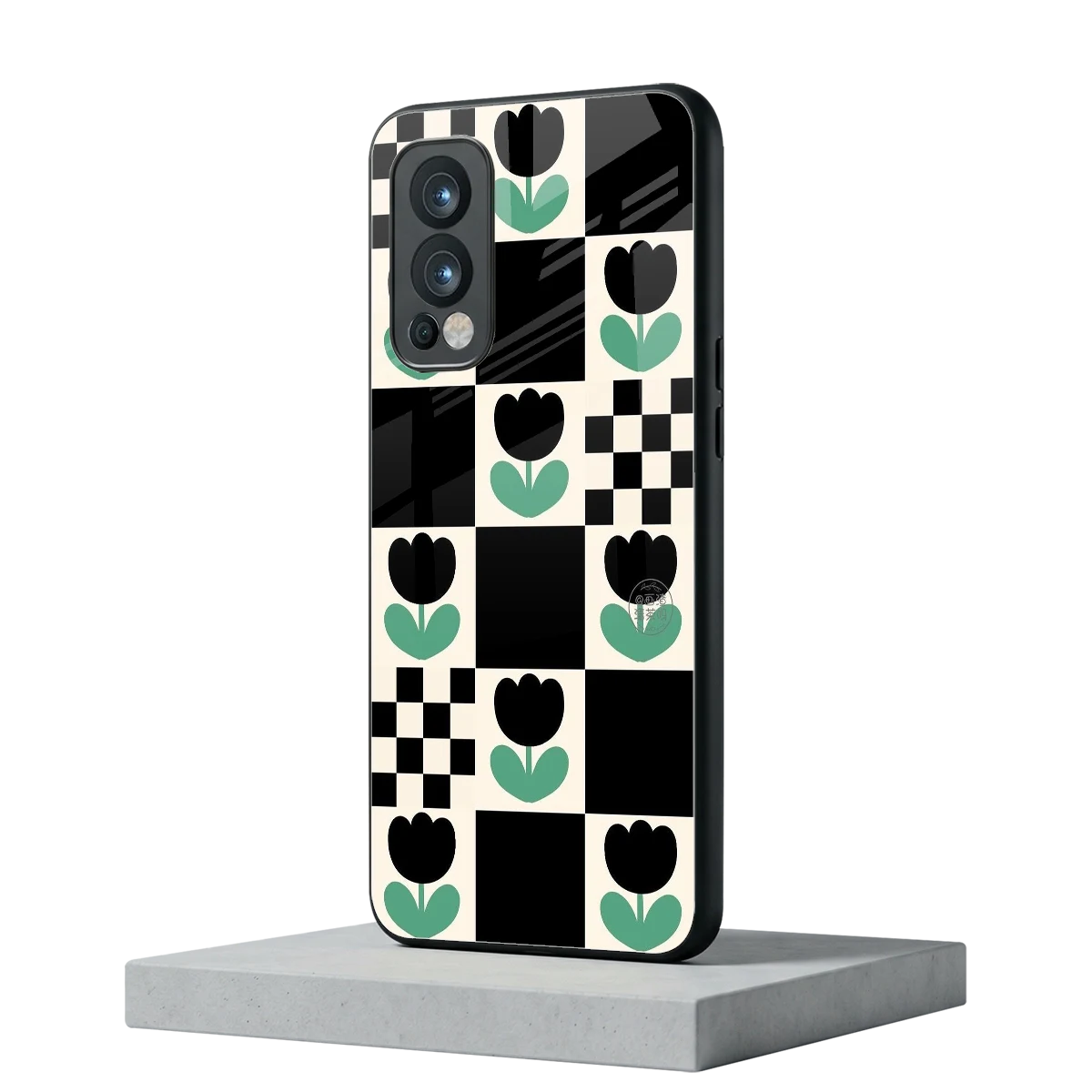 Minimalistic Flower Pattern oneplus nord 2 mobile cover | shockproof glass phone case
