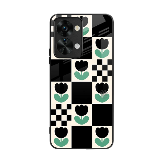 Minimalistic Flower Pattern back phone cover | glass case for oneplus nord 2t