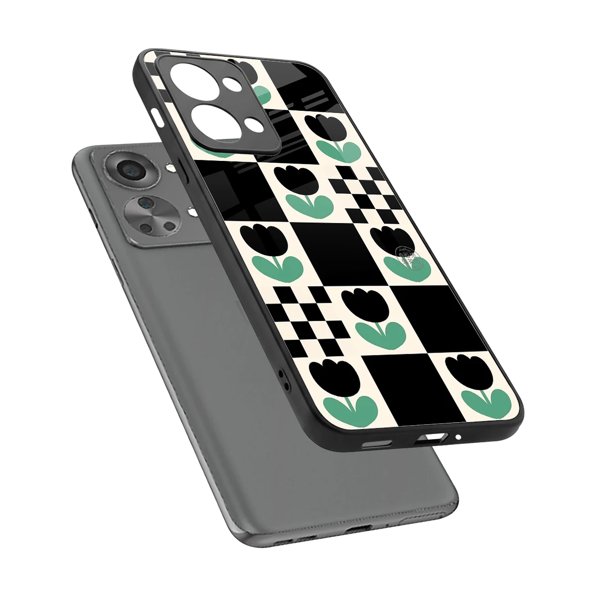 Minimalistic Flower Pattern sleek oneplus nord 2t cover with tempered glass back and TPU edges