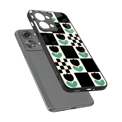 Minimalistic Flower Pattern sleek oneplus nord 2t cover with tempered glass back and TPU edges