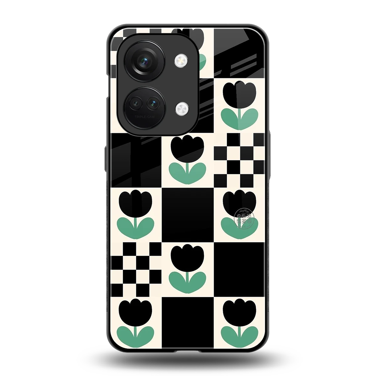 Minimalistic Flower Pattern back phone cover | glass case for oneplus nord 3