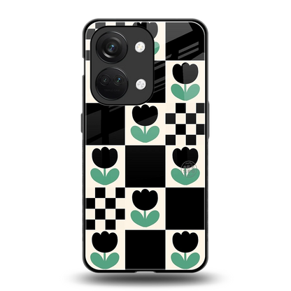 Minimalistic Flower Pattern back phone cover | glass case for oneplus nord 3