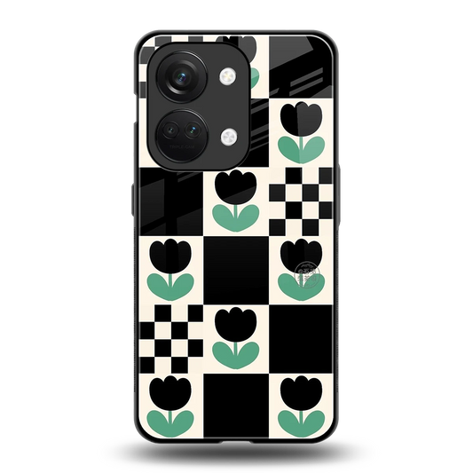 Minimalistic Flower Pattern back phone cover | glass case for oneplus nord 3