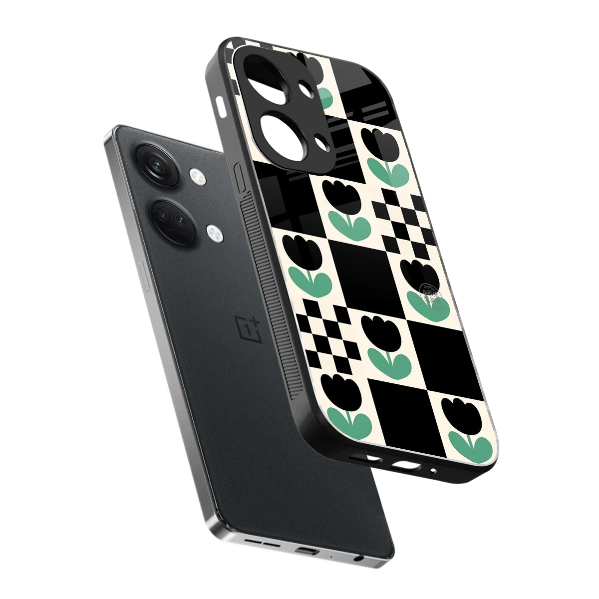 Minimalistic Flower Pattern sleek oneplus nord 3 cover with tempered glass back and TPU edges