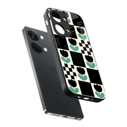 Minimalistic Flower Pattern sleek oneplus nord 3 cover with tempered glass back and TPU edges