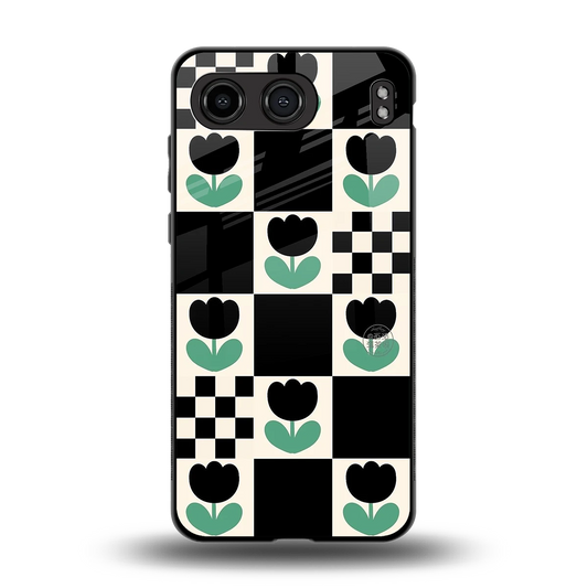 Minimalistic Flower Pattern back phone cover | glass case for oneplus nord 4