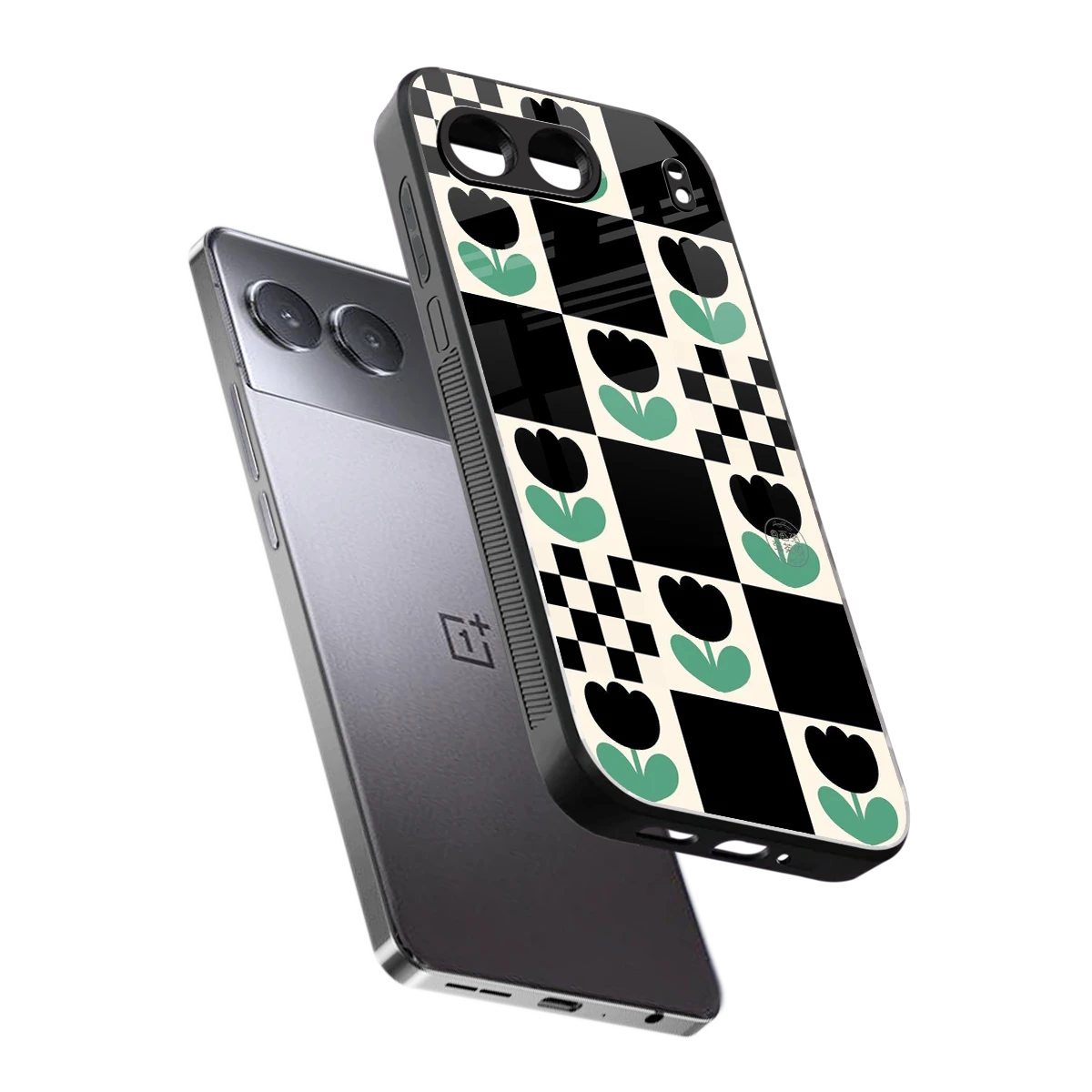 Minimalistic Flower Pattern sleek oneplus nord 4 cover with tempered glass back and TPU edges