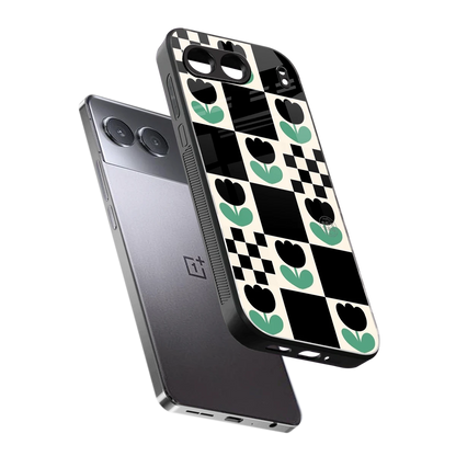 Minimalistic Flower Pattern sleek oneplus nord 4 cover with tempered glass back and TPU edges