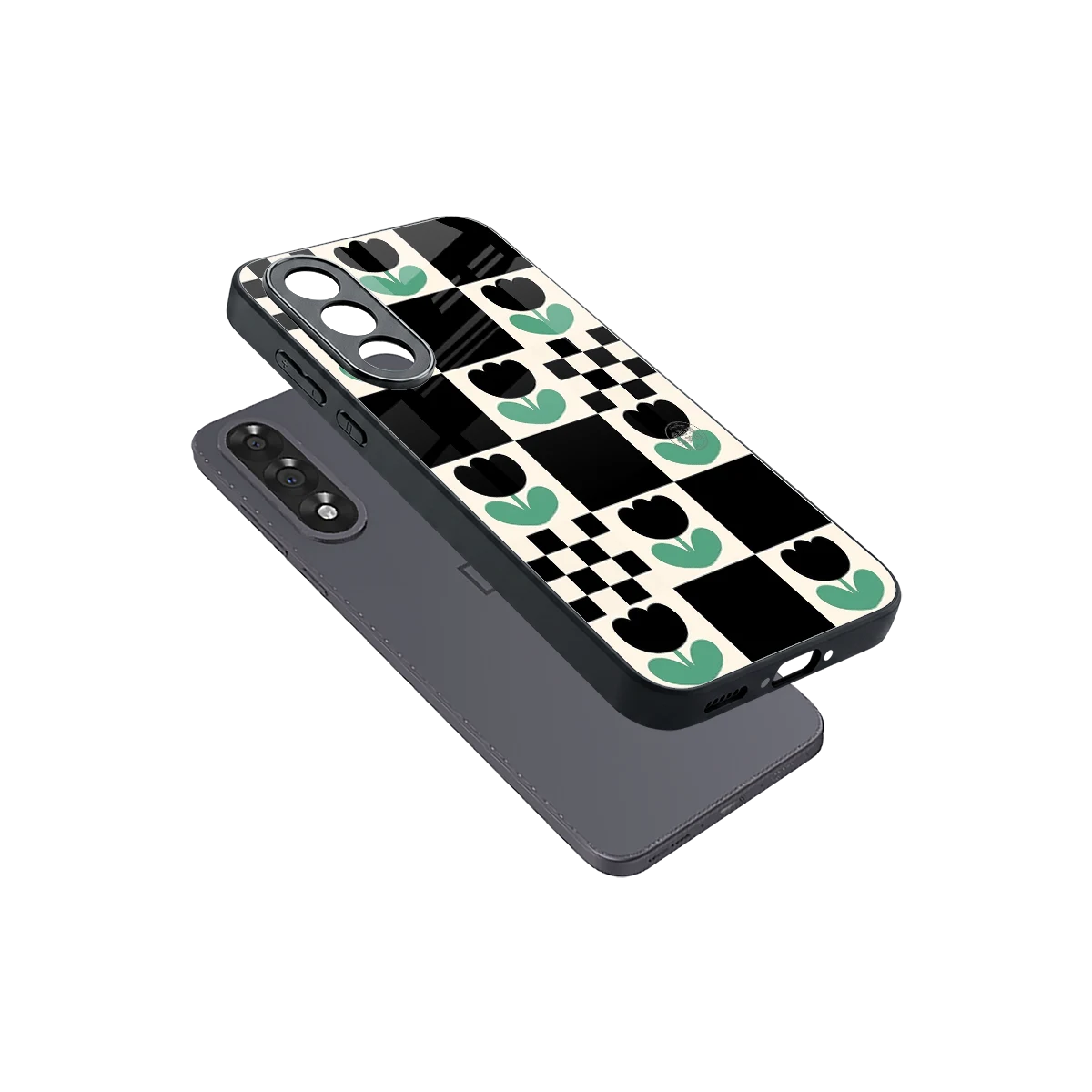 Minimalistic Flower Pattern sleek oneplus nord 5 cover with tempered glass back and TPU edges
