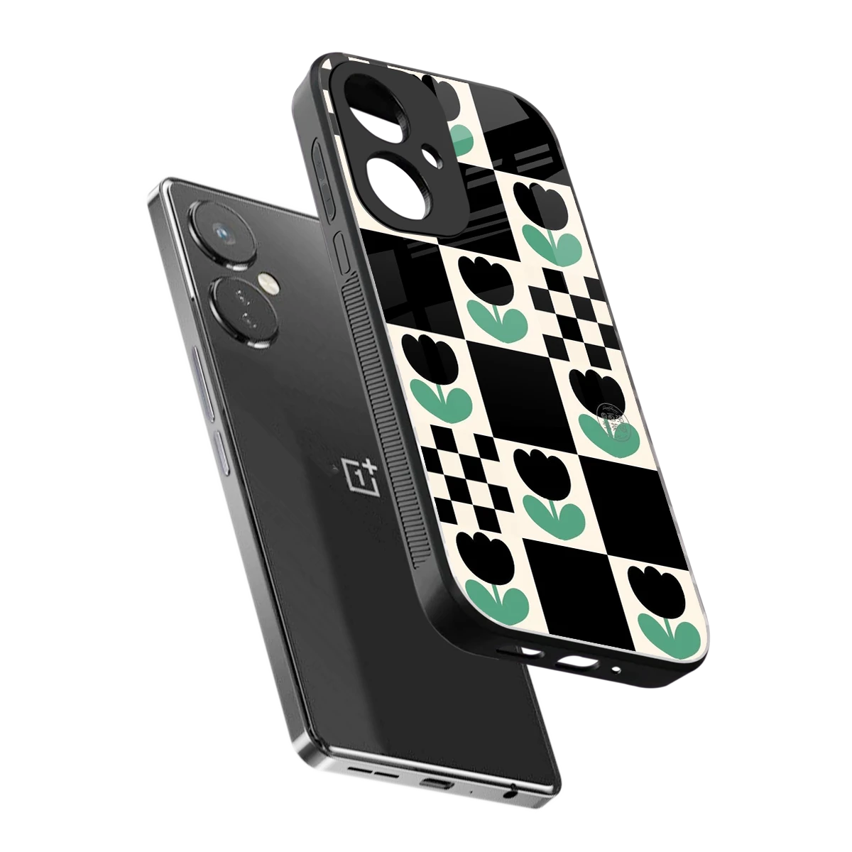 Minimalistic Flower Pattern sleek oneplus nord ce 3 cover with tempered glass back and TPU edges