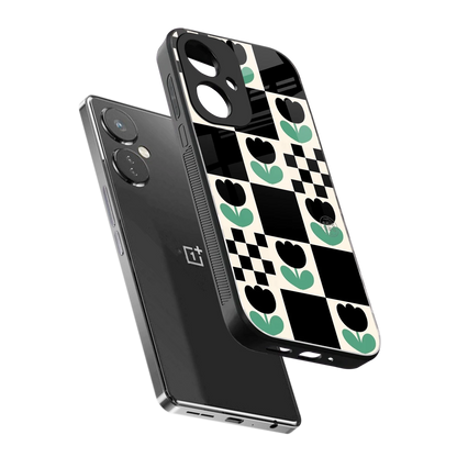 Minimalistic Flower Pattern sleek oneplus nord ce 3 cover with tempered glass back and TPU edges