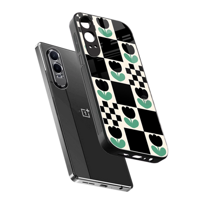 Minimalistic Flower Pattern sleek oneplus nord ce 4 lite cover with tempered glass back and TPU edges