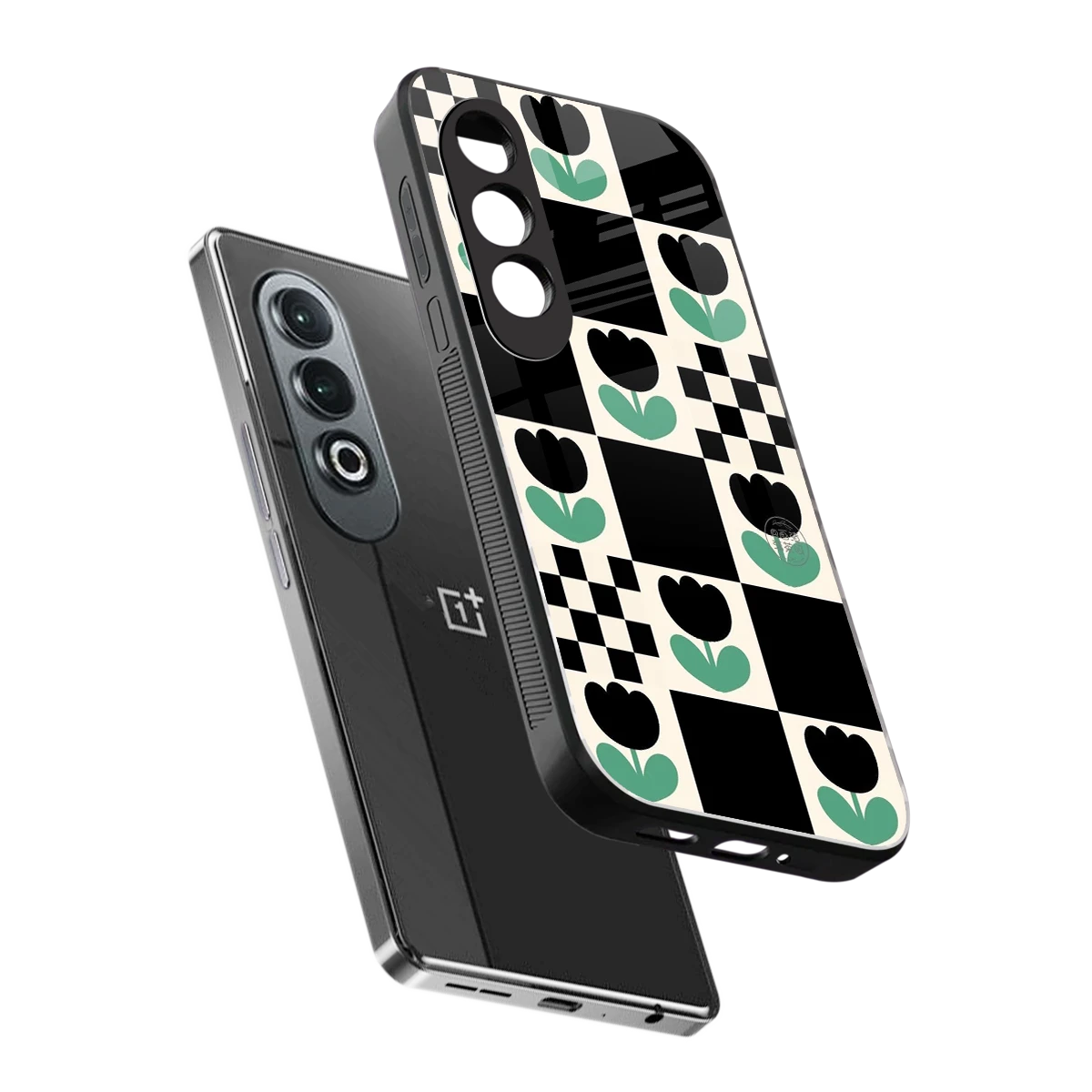 Minimalistic Flower Pattern sleek oneplus nord ce 4 cover with tempered glass back and TPU edges