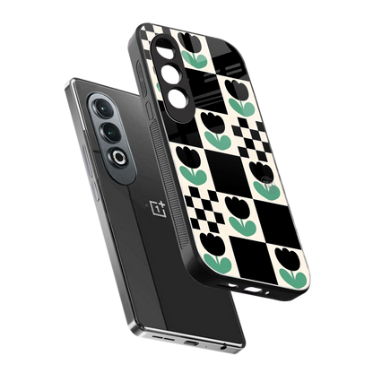 Minimalistic Flower Pattern sleek oneplus nord ce 4 cover with tempered glass back and TPU edges