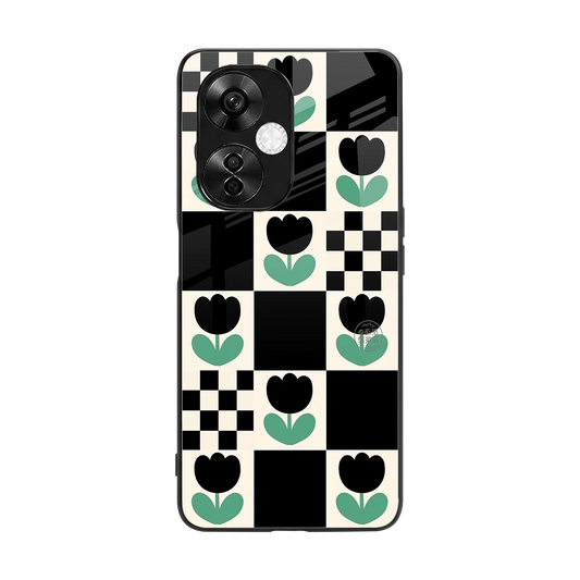 Minimalistic Flower Pattern back phone cover | glass case for oneplus nord ce 3 lite
