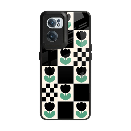 Minimalistic Flower Pattern back phone cover | glass case for oneplus nord ce 2