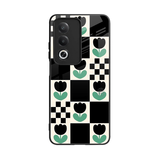Minimalistic Flower Pattern back phone cover | glass case for oppo a3 pro