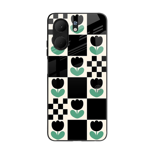 Minimalistic Flower Pattern back phone cover | glass case for oppo a5x 5g