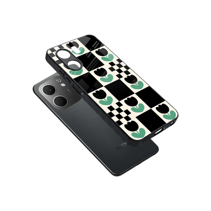 Minimalistic Flower Pattern sleek oppo a5x 5g cover with tempered glass back and TPU edges